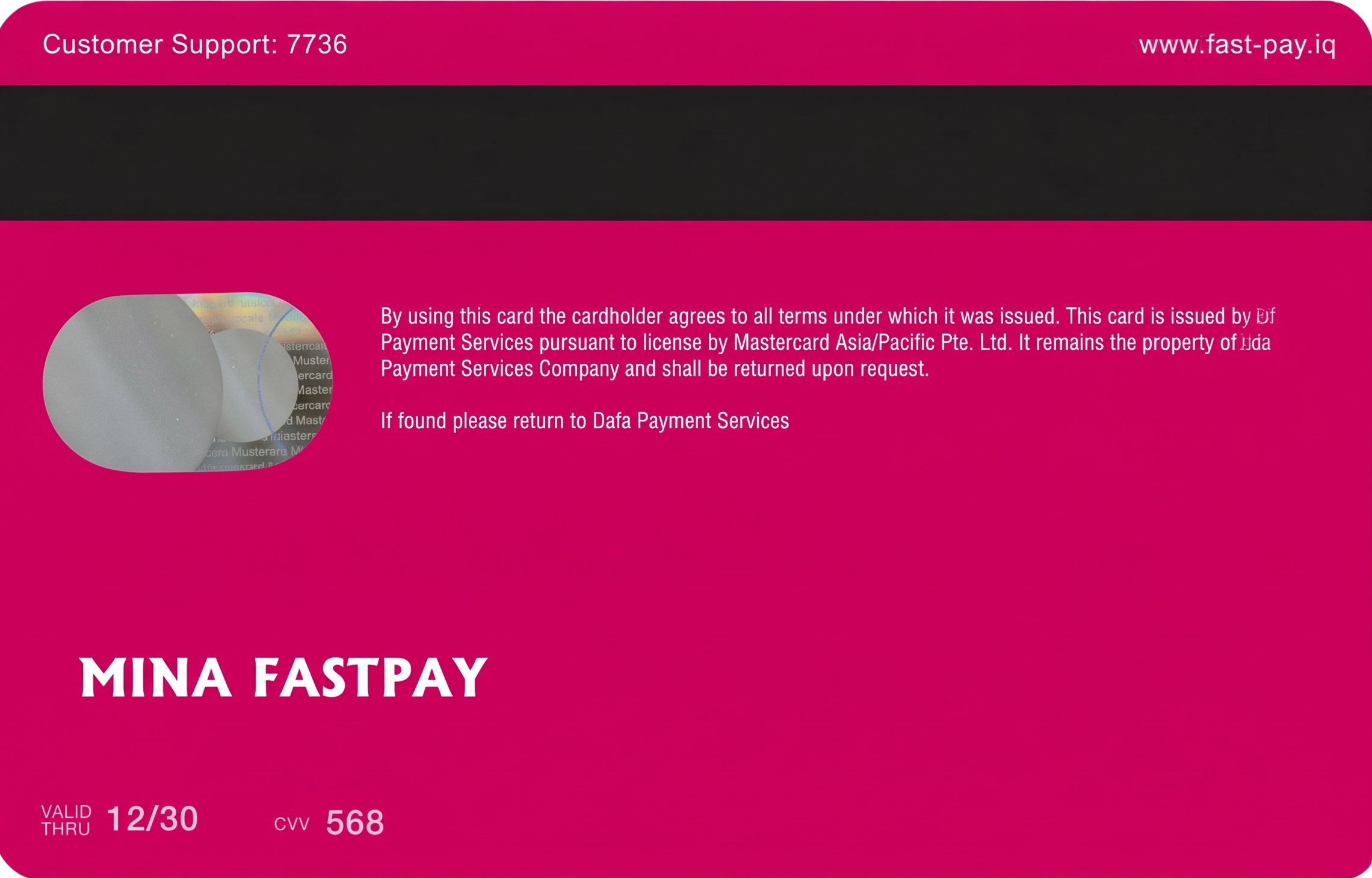 FastPay Mastercard Platinum - Back